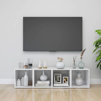 vidaXL TV Cabinets 2 pcs High Gloss White 14.6"x13.8"x14.6" Chipboard