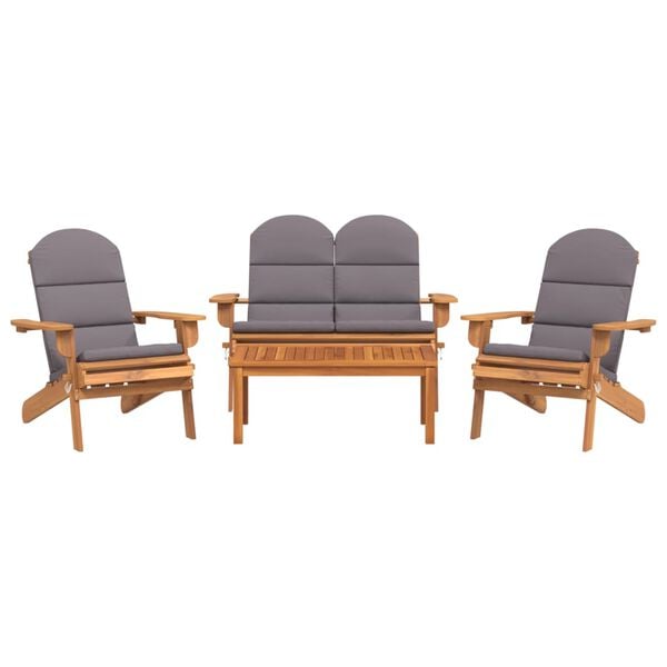vidaXL Garden Lounge Set Dark grey Solid_acacia_wood Medium Foldable