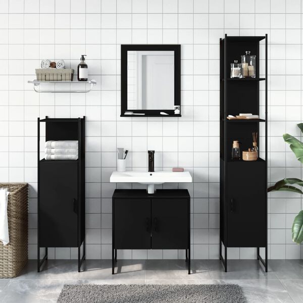 vidaXL Bathroom Cabinet Set Black