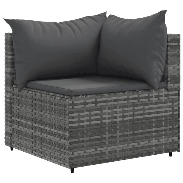 vidaXL Patio Lounge Set Grey PE Rattan, Powder-Coated Steel
