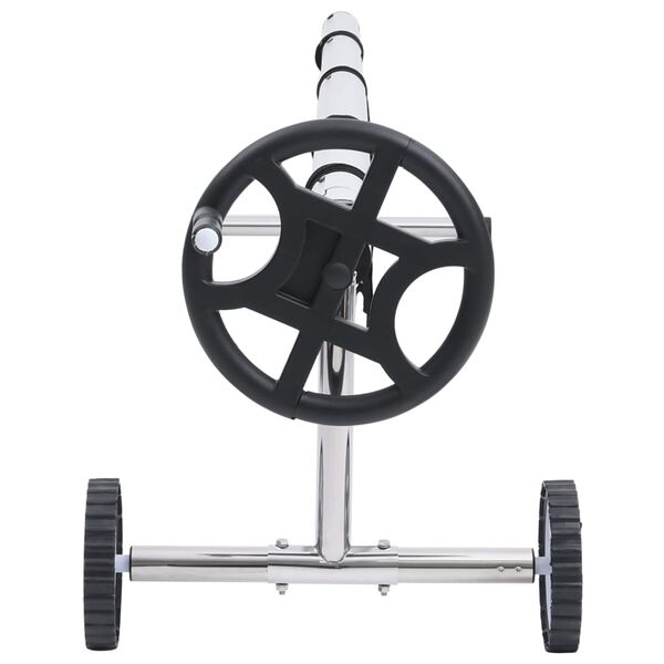 vidaXL Pool Cover Roller Black and silver Stainless steel, aluminum