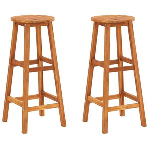 vidaXL Bar Chair Set of 2 Natural Wood Solid acacia wood Medium