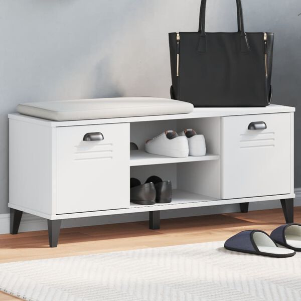 vidaXL Shoe Storage Bench White Engineered Wood, Plastic