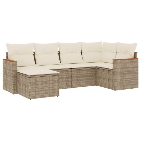 vidaXL Garden Sofa Set Beige PE Rattan Medium Removable Covers