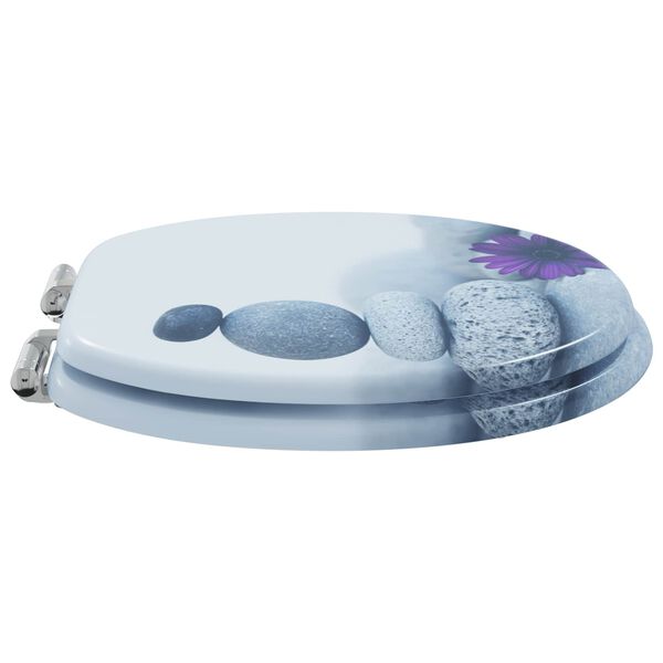 vidaXL WC Toilet Seats 2 pcs with Soft Close Lids MDF Pebbles Design (2x143935)
