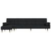vidaXL L-shaped Sofa Bed Black Velvet (100% polyester), plywood, metal