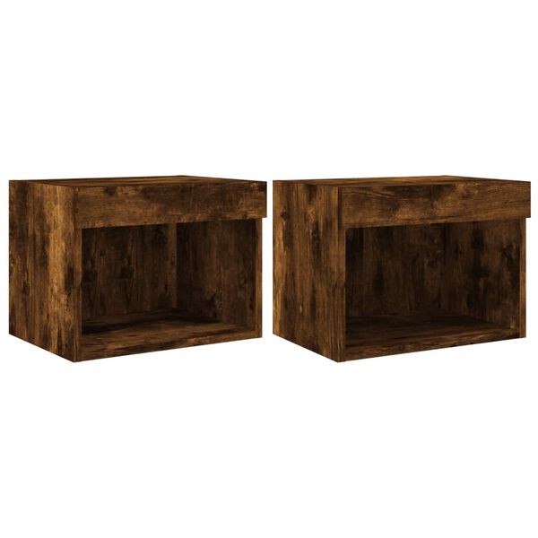 vidaXL Bedside Cabinet Set of 2 Smoked Oak Engineered wood Standard