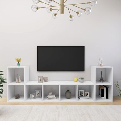 vidaXL TV Stands 4 pcs White 28.3"x13.8"x14.4" Engineered Wood