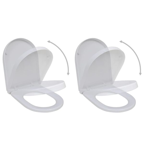 vidaXL Toilet Seats with Soft Close Lids 2 pcs Plastic White