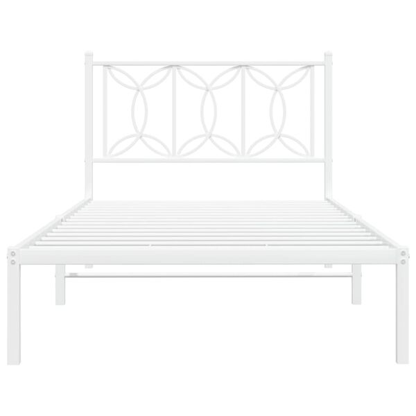 vidaXL Bed Frame White Steel Twin Durable Rectangular Modern