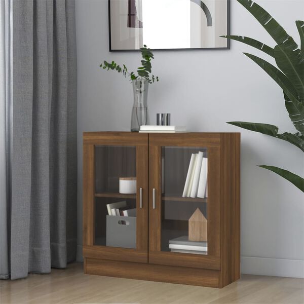 vidaXL Vitrine Cabinet Brown Oak 32.5x12.0x31.5" Engineered Wood