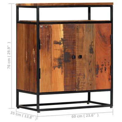 vidaXL Side Cabinet 23.6"x13.8"x29.9" Solid Reclaimed Wood and Steel