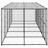 vidaXL Dog Kennel Black and silver Powder-coated steel, PE