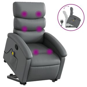 vidaXL Stand Up Massage Recliner Chair Grey Faux leather, metal, plywood