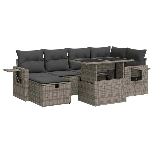 vidaXL Garden Sofa Set Gray, Black, Dark Gray