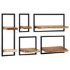 vidaXL Wall Shelf Set Set of 5 Acacia wood brown and black
