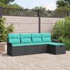 vidaXL Garden Sofa Set with Cushion with Storage 5 pcs Poly rattan