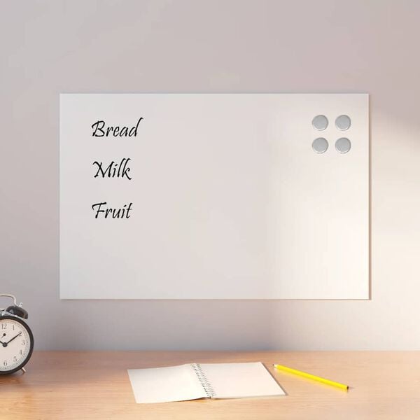 vidaXL Wall-mounted Magnetic Board White 23.6"x15.7" Tempered Glass