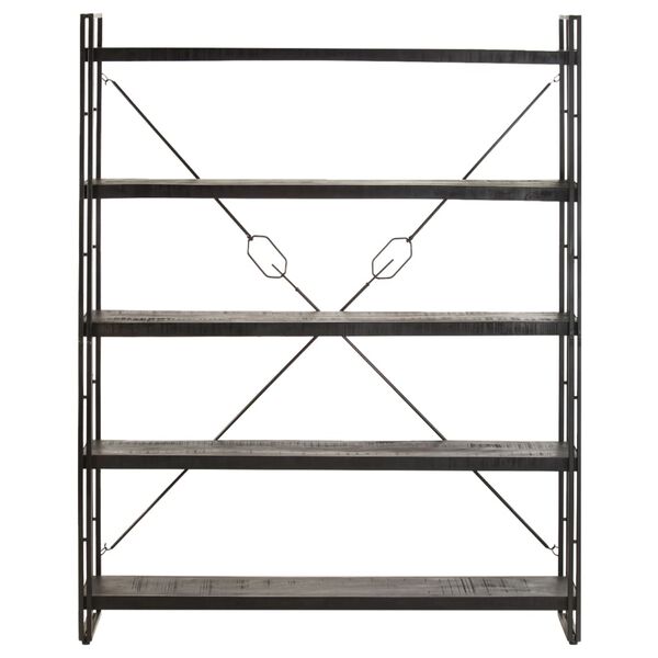 vidaXL Bookcase Black Solid mango wood, Powder-coated steel