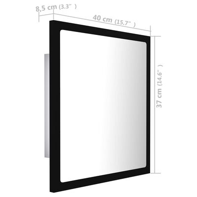 vidaXL LED Bathroom Mirror Black 15.7"x3.3"x14.6" Engineered Wood
