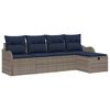 vidaXL Garden Sofa Set with Cushion 5 pcs Grey and Navy Poly Rattan