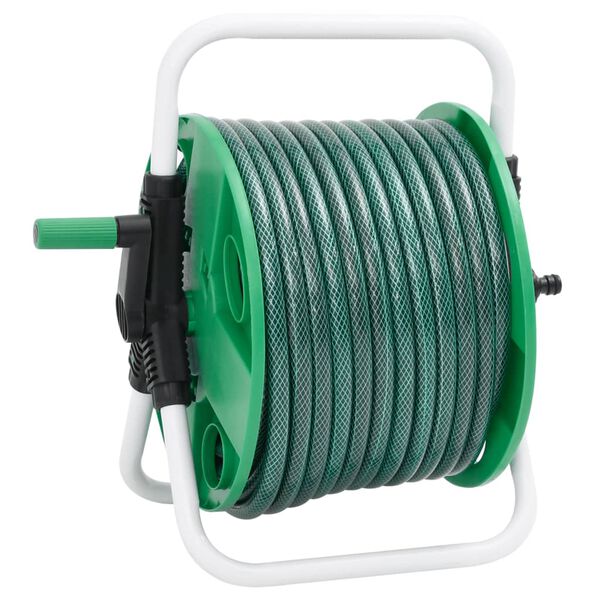 vidaXL Free Standing Green Hose Reel with 98.4 ' Hose PVC