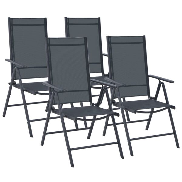 vidaXL Garden Furniture Set Black Aluminum and Textilene 5 Piece Set
