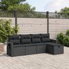 vidaXL Garden Sofa Set Black Poly Rattan, Steel Large Modular