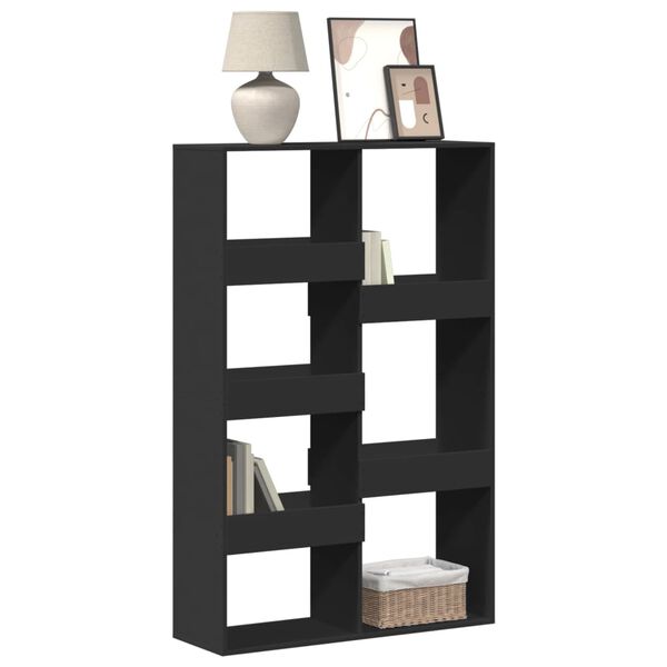 vidaXL Bookcase Black Engineered wood Medium Bookcase Rectangular