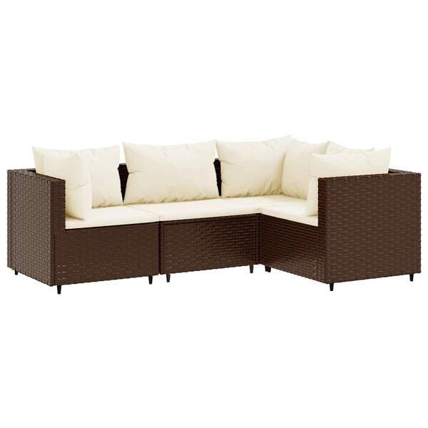 vidaXL Patio Lounge Set Brown PE Rattan Medium Modular