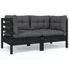 vidaXL Garden Lounge Set Black, Anthracite Solid pinewood, 100% polyester