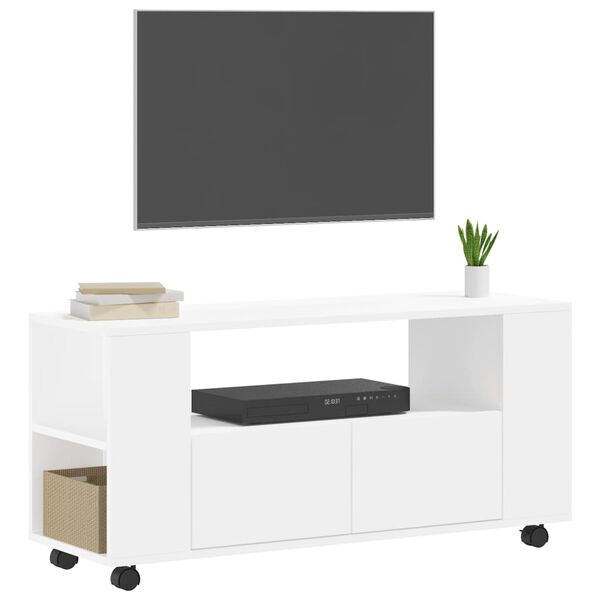 vidaXL TV Cabinet White Engineered Wood Medium Adjustable Armrests
