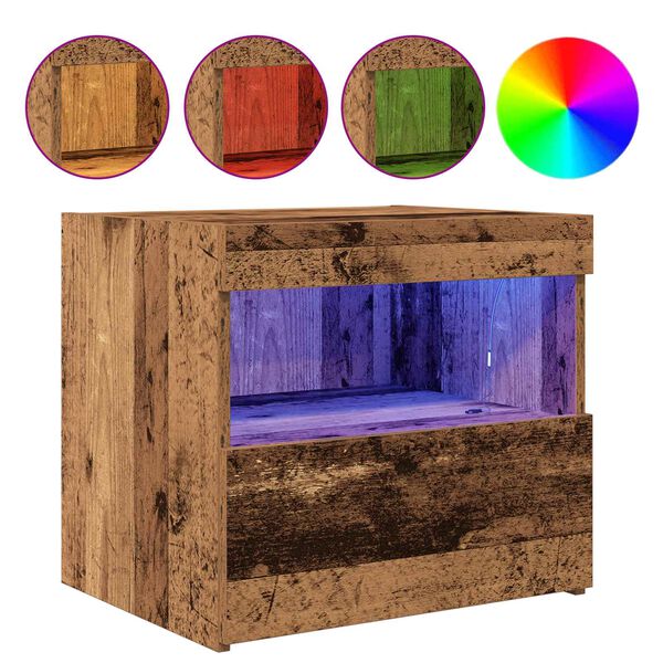 vidaXL Bedside Cabinet with Drawer Old Wood 19.69 x 15.75 x 17.72 in