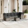 vidaXL Garden Sofa Set Gray Poly Rattan, Tempered Glass, Powder-Coated Steel