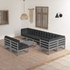 vidaXL Garden Lounge Set Grey Solid pinewood, fabric (100% polyester)