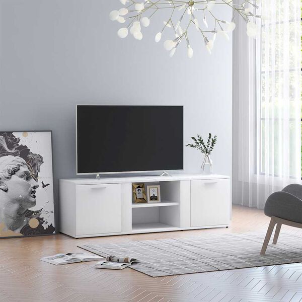 vidaXL TV Cabinet White 47.2x13.4x14.6" Engineered Wood