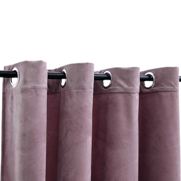 vidaXL Blackout Curtains with Rings 2 pcs Velvet Antique Pink 55.1x68.9"