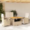 vidaXL 4 Piece Patio Dining Set with Cushions Beige Poly Rattan