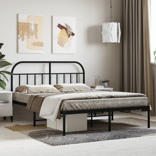 vidaXL Bed Frame Black Powder-coated steel Double Bed Frame