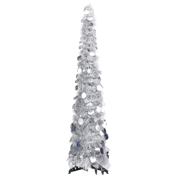 vidaXL Pop-up Christmas Tree Silver PET 47.2 in Collapsible