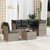 vidaXL Garden Sofa Set Light Grey PE Rattan Large Adjustable Feet