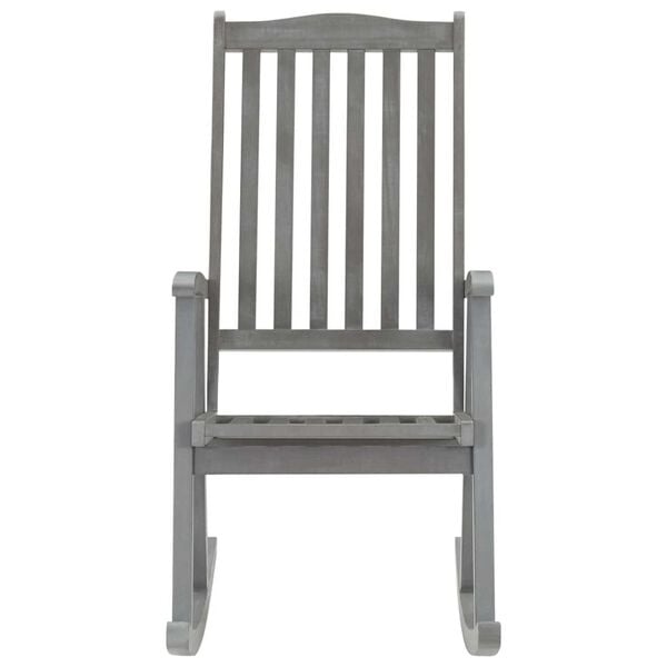 vidaXL Wooden Rocking Chair Grey with cream cushion