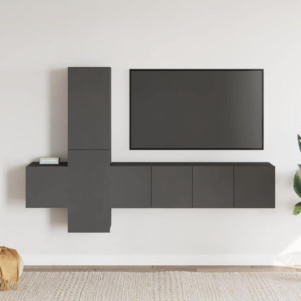 vidaXL TV Cabinet Grey Engineered wood Medium TV Cabinet Rectangular