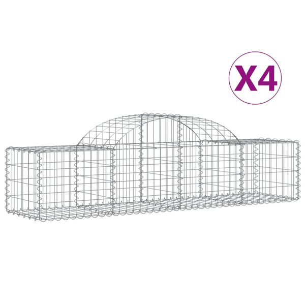 vidaXL Gabion Basket Set of 4 Silver Galvanized Iron Large Durable