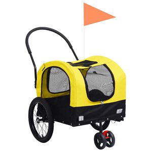 vidaXL Pet Bike Trailer Yellow and Black Oxford fabric, steel, PP board