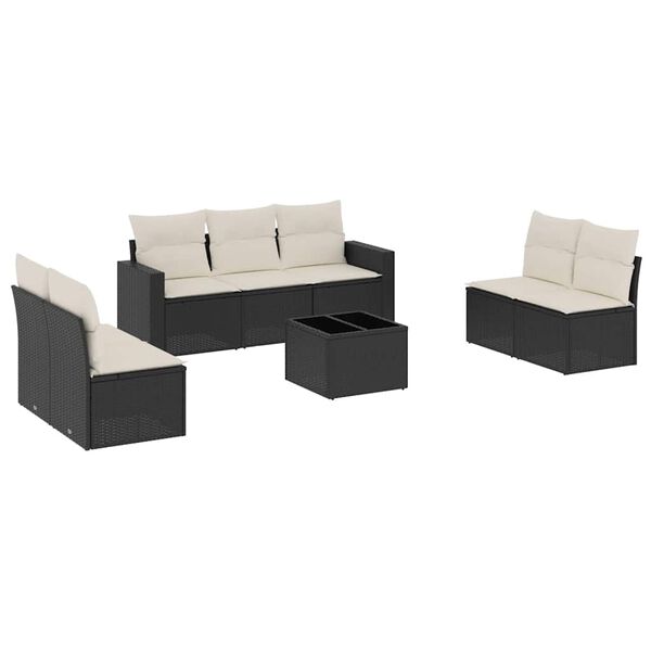 vidaXL Garden Sofa Set Black and Cream white