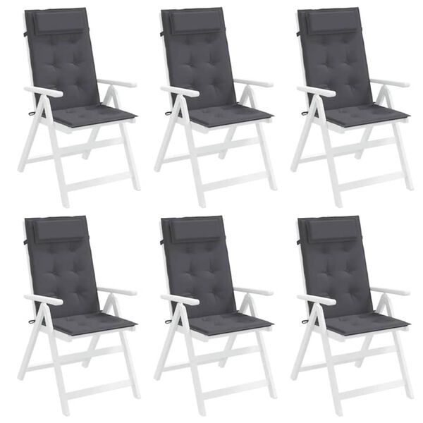 vidaXL Highback Chair Cushion Set of 6 Anthracite