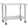 vidaXL Kitchen Work Table with Wheels 39.4"x11.8"x33.5" Stainless Steel