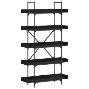 vidaXL Bookcase Black Engineered wood and metal Large Adjustable Feet