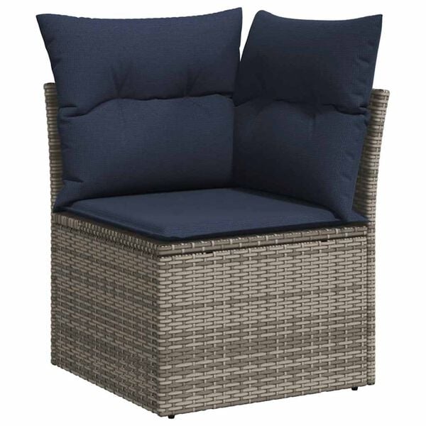 vidaXL 7 Piece Patio Sofa Set with Cushions Grey Poly Rattan (US only)